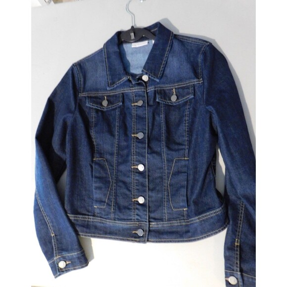 New York and Co Jean Jacket Coat Women's Size M Button Front Blue Denim - Picture 1 of 5